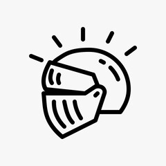 Design Illustration graphic of Knight Helmet icon with line style. Suitable for historical presentation, UI, mobile design, web design, etc.