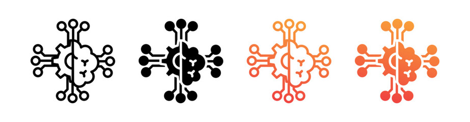 Machine Learning Multi Style Icon Set Vector 