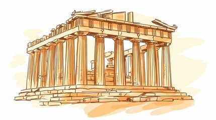 Obraz premium Hand-drawn illustration of an ancient temple.