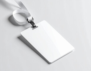 Minimal ID card and lanyard mockup white background