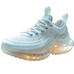 Shop the latest white running shoes for women with air cushion sole lightweight athletic sneakers breathable  on transparent background