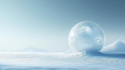 Ice on the empty space background.