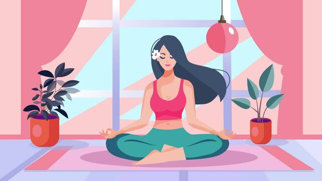 woman doing yoga indoor clam and being relax