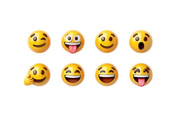 Naklejka premium Collection of Diverse 3D Emojis Happy, Surprised, Winking, and Tongue-Out Expressions, Perfect for Digital Communication and Social Media