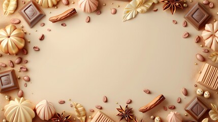 Cozy autumn arrangement featuring chocolate, nuts, and seasonal decorations