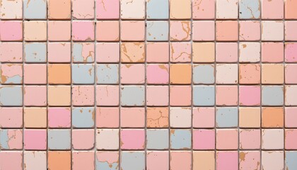 high quality, high contrast graphic of a tiled surface with minimal detail, bold pastel color palette and sleek lines.