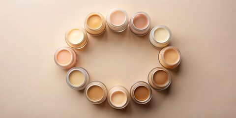 A Circle of Diverse Foundation Shades, Arranged for a Beauty Product Presentation