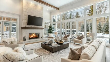 Modern, spacious living room with stunning views