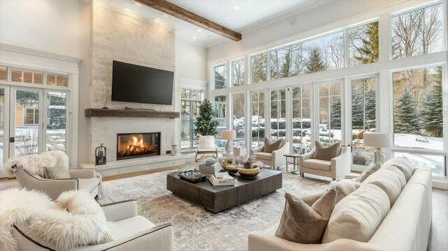 Modern, spacious living room with stunning views