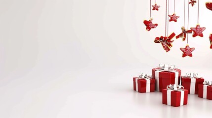3D Gift Box - shaped Decorations on White Background