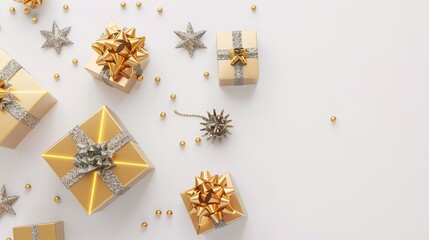 3D Gift Box - shaped Decorations on White Background