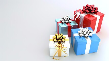 3D Gift Box - shaped Decorations on White Background
