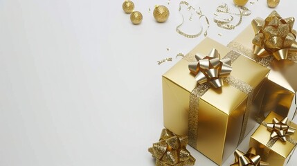 3D Gift Box - shaped Decorations on White Background