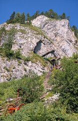 Mountain with the Bolshaya Tavdinskaya Cave in Altai.