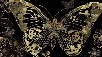 Black - Gold Butterfly Decorative Design