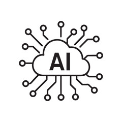 AI Artificial Intelligence cloud icon. Machine learning, neural network, and technology concept