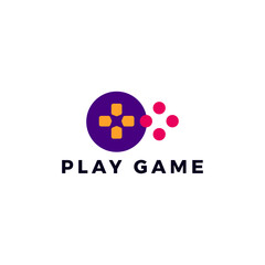 ILLUSTRATION JOYSTICK PURPLE ORANGE FLAT COLOR GAME LOGO ICON DESIGN TEMPLATE VECTOR