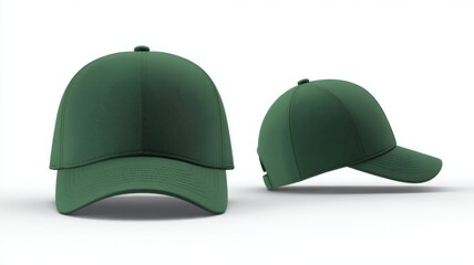 Green baseball cap displayed from multiple angles on a white background.