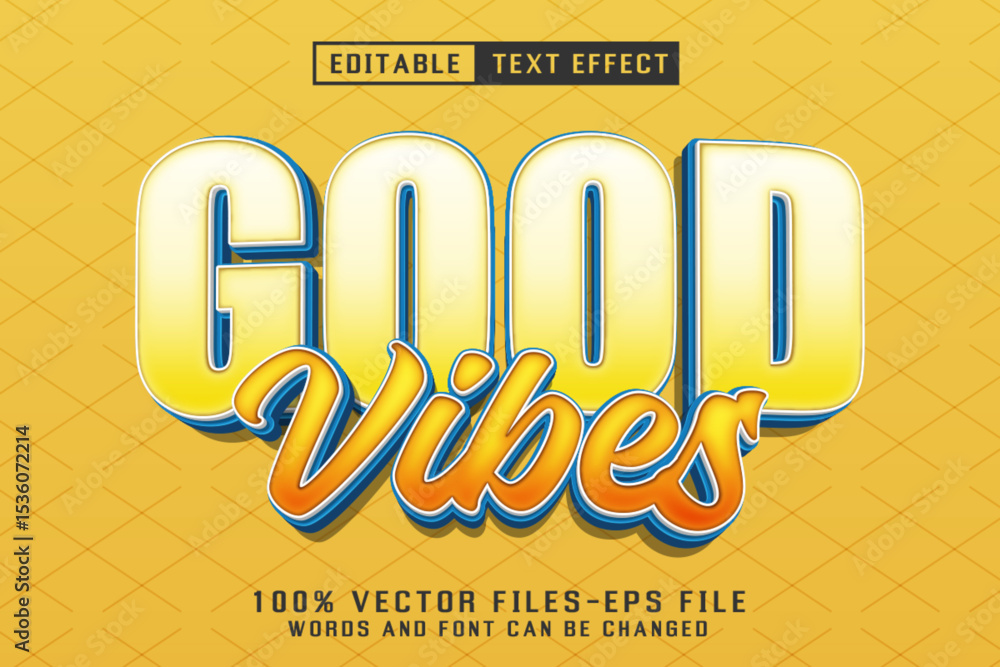 Poster Good Vibes 3d Text - Editable Text Effect