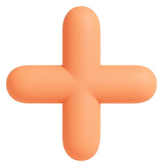 Obraz premium Three Dimensional Orange Plus Sign on Transparent Background