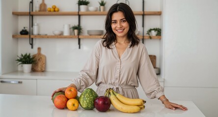 middle aged latina woman clapping hands beside dessert table