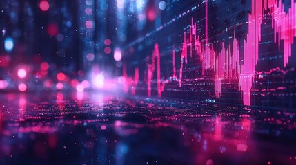 Fototapeta premium Abstract financial data visualization with vibrant colors and bokeh effects