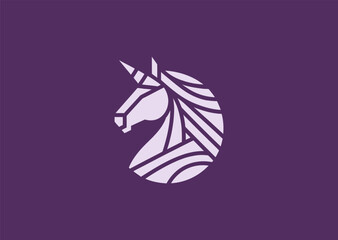 Geometric unicorn logo for fantasy, futuristic, or unique branding. © PULO