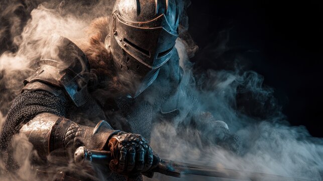 Fototapeta Warrior armor smoke