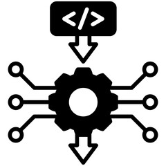 Inference glyph icon, use for machine learning, education, technology industry, UI, UX kit, app and web development, digital or print.