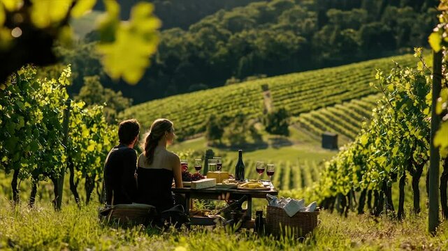 Romantic vineyard picnic