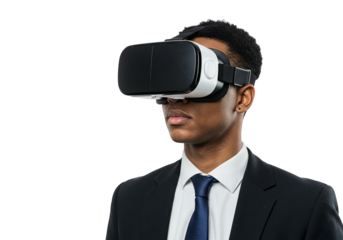 Man wearing VR glasses virtual reality headset