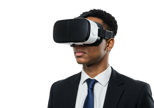 Man wearing VR glasses virtual reality headset