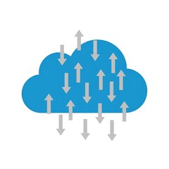Fototapeta premium Cloud Computing Data Transfer Uploads Downloads Icon Network Technology