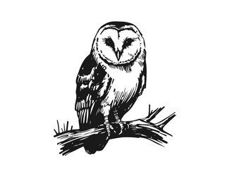Barn Owl hand drawn sketch vector illustration