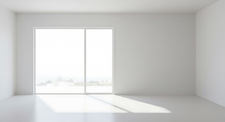 Obraz premium empty blank glass window sliding on white wall interior house