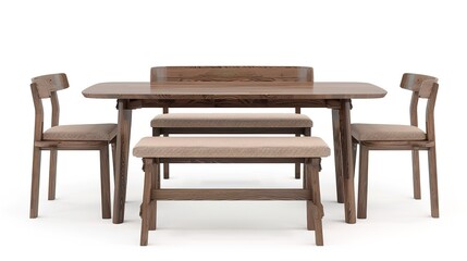 Luxury kitchen table set isolated on clean white background, featuring an elegant and fancy dining arrangement with premium utensils, plates, and glassware. This sophisticated setup is perfect 