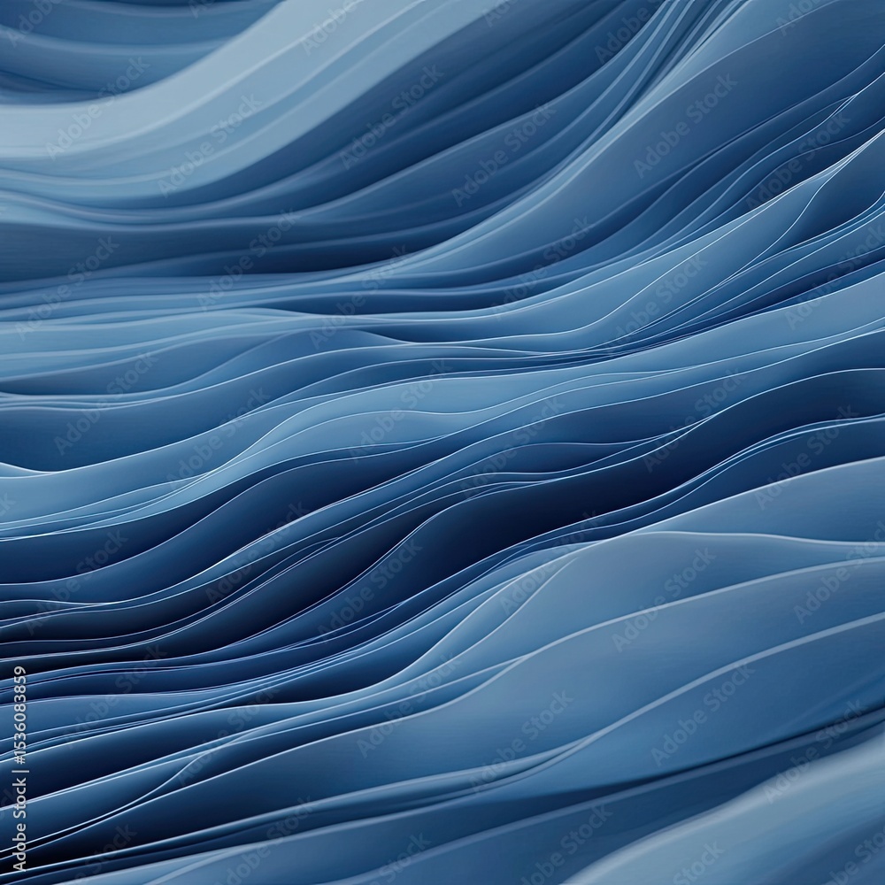 Poster abstract blue waves flowing in smooth gradient layers of texture