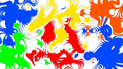 Abstract colorful swirls and splatters on white background a vibrant modern artistic design representing energy and creativity