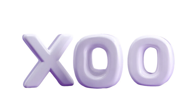3D Render of Light Purple XOO Text on Transparent Background, PNG