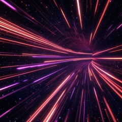 Naklejka premium Abstract Light Trails in a Cosmic Tunnel with Starry Background