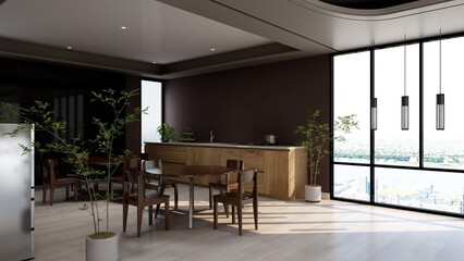 office pantry area 3d render interior design