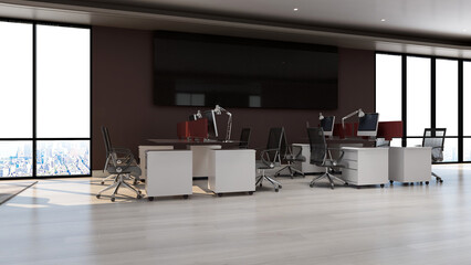 blank wall in office room for company logo mockup