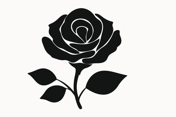 Elegant Black Rose Silhouette Vector Floral Illustration