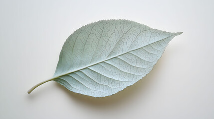 Obraz premium Single Soft Pastel-Colored Leaf on White Background Botanical Photography