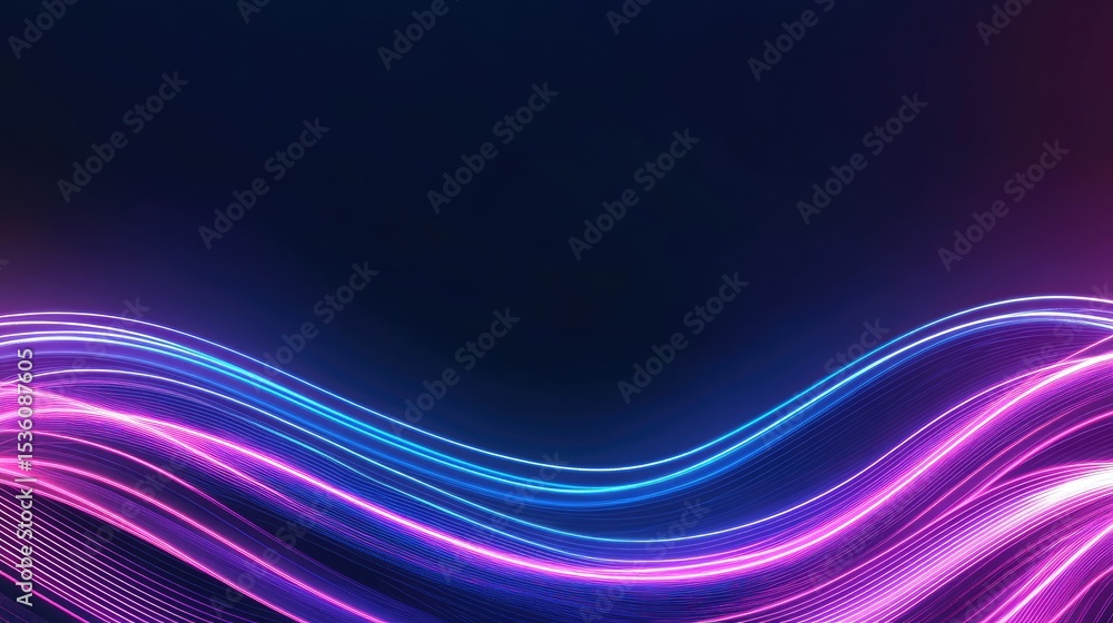 Poster colorful abstract light waves on dark background with gradient flow