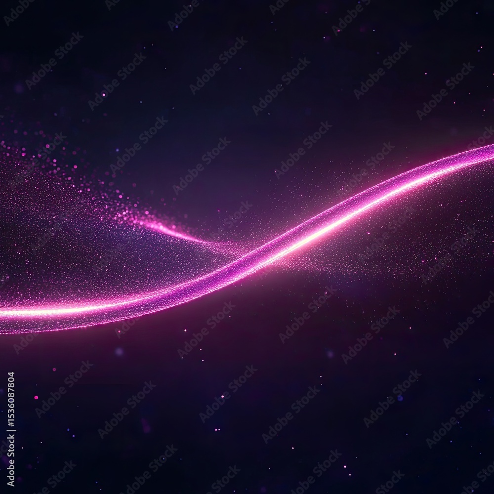 Poster glowing abstract light wave with particles on dark background