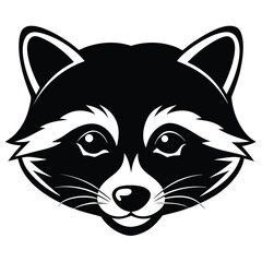 Black and white raccoon's facial features are highlighted, showcasing its distinctive mask and adorable expression
