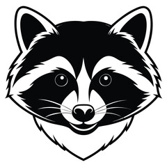 Detailed monochrome raccoon head with distinctive mask and expressive eyes staring directly ahead showcases nature's charm