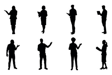 Teacher silhouette vector set on white background