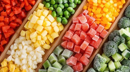 Frozen chopped vegetables display
